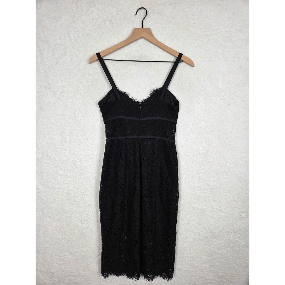Express Little Black Lace Dress Eyelash Trim Event Date Fitted Babydoll Coquette - Picture 6 of 10
